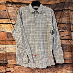 Banana Republic Casual Button-Down Shirt Men's Large Tall Plaid Cotton Non-Iron